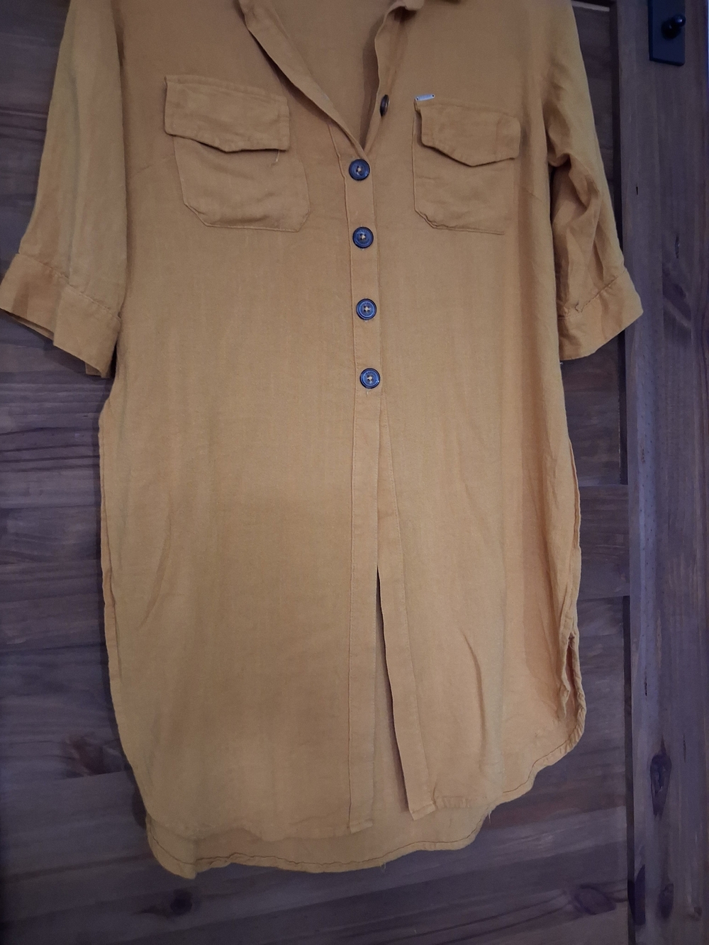 Fiorucci Mustard Blouse, Button-Front Shirt Tunic, S - Picture 3 of 12